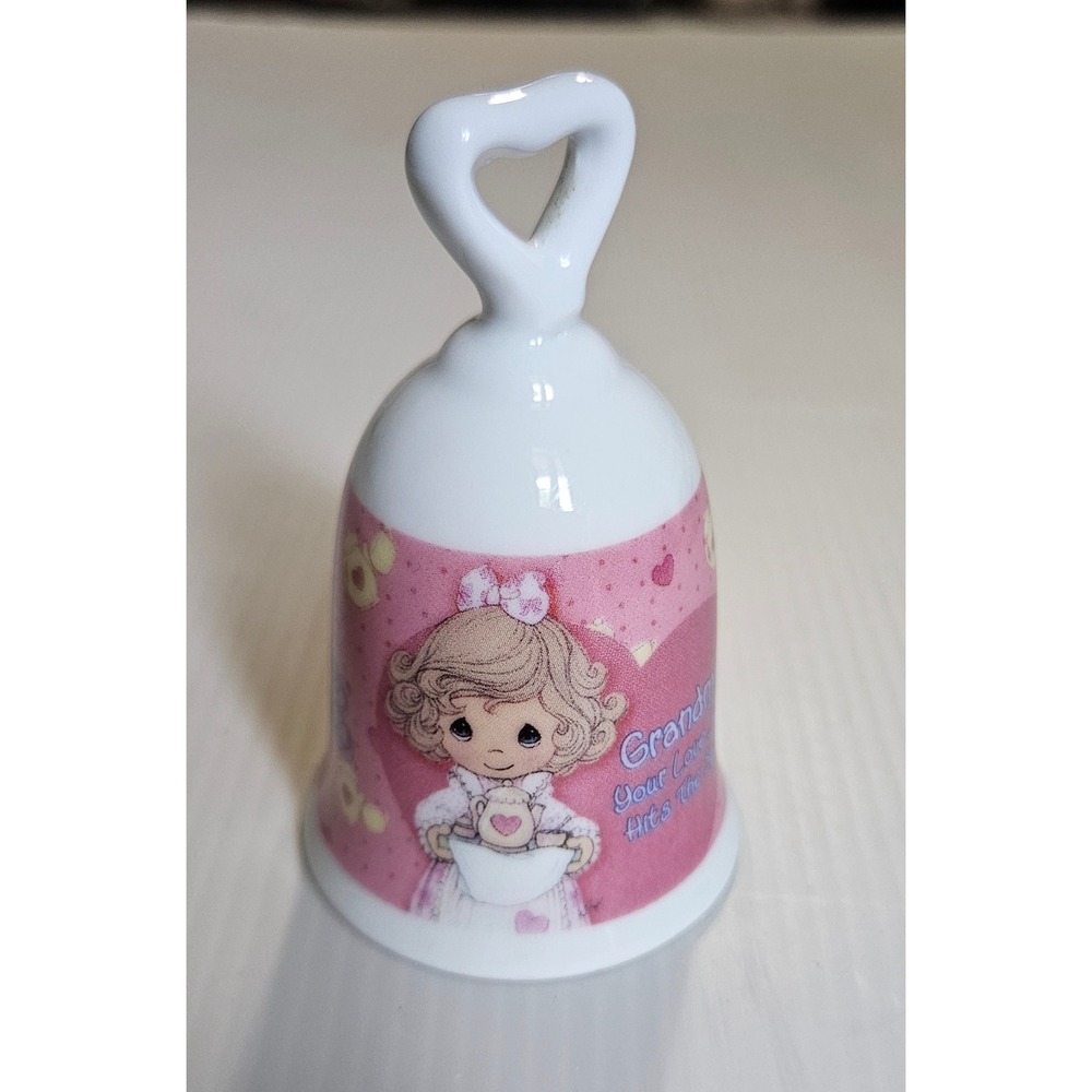 2001 Precious Moments Grandma Your Love Just Hits The Spot Porcelain Bell Pink